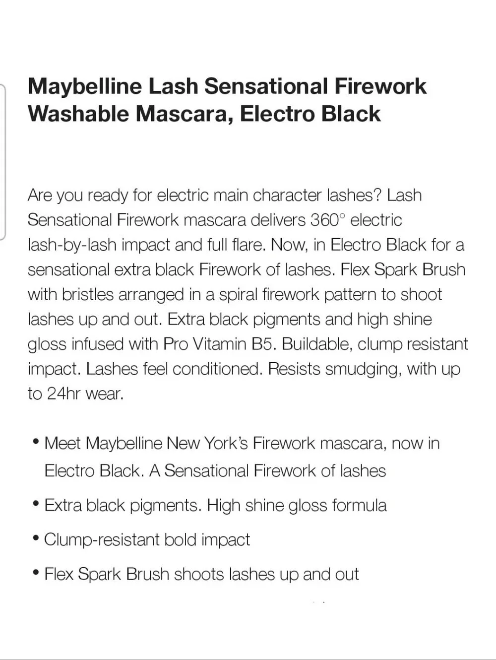 🐢2/$15 Maybelline Lash Sensational Firework Washable Mascara Electro Black